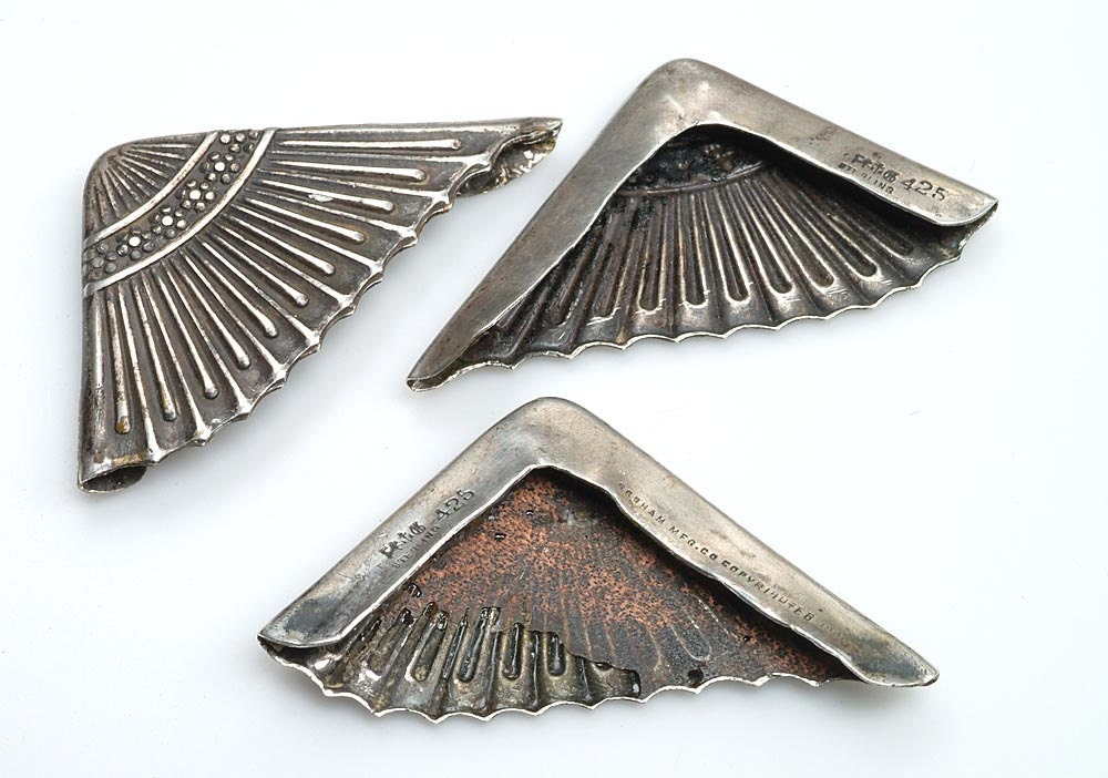 Trio of English Sterling Corners - Hallmarked - decorative accessory for note pads, wallets, handbags, etc.