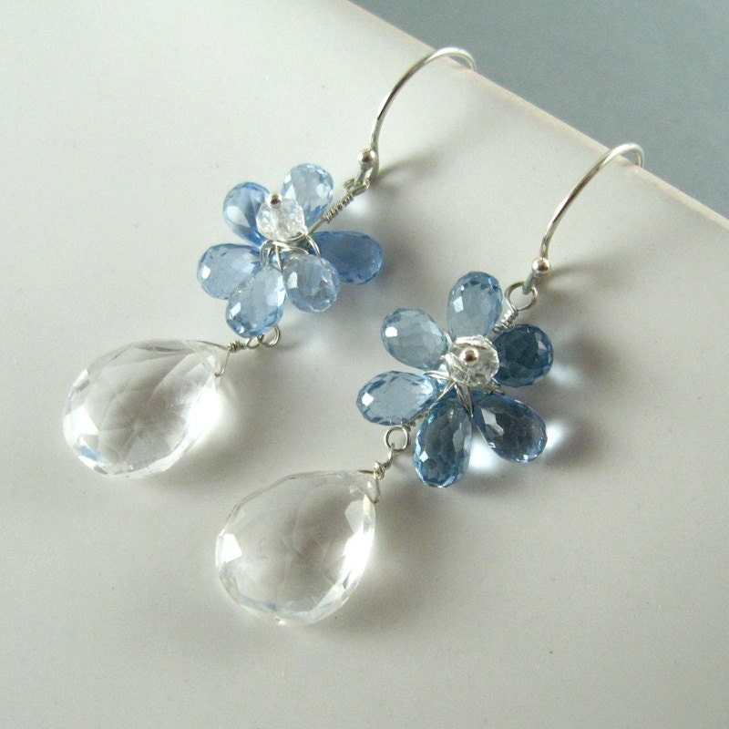Gemstone Floral Sterling Silver Earrings