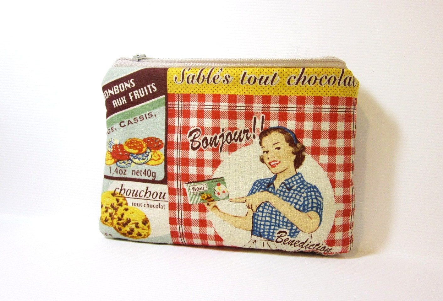 Medium Zipper Pouch Wallet Cosmetic Pouch Retro Vintage Cookies