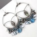 London Blue Topaz Large Hoop Earrings Oxidized Silver Coiled Wire Wrapped Blue Gemstone  Luxury Fashion
