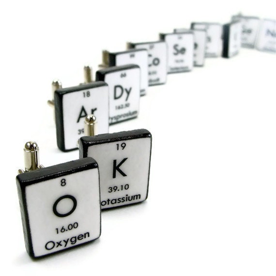 Chemistry Periodic Table Cufflinks Wedding - 4 Pairs