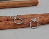Silver Hoop Earrings. Sterling Silver Small Circle Earrings. Hammered. Simple. Mimimalist. Shiny. Wear with everything.Dangle. little.