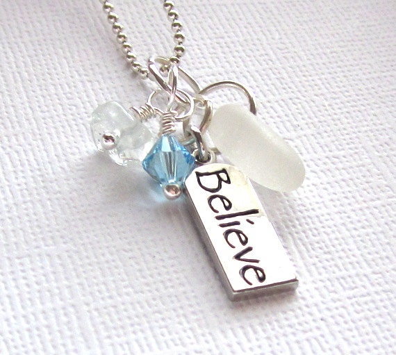 Sea Glass BELIEVE Necklace