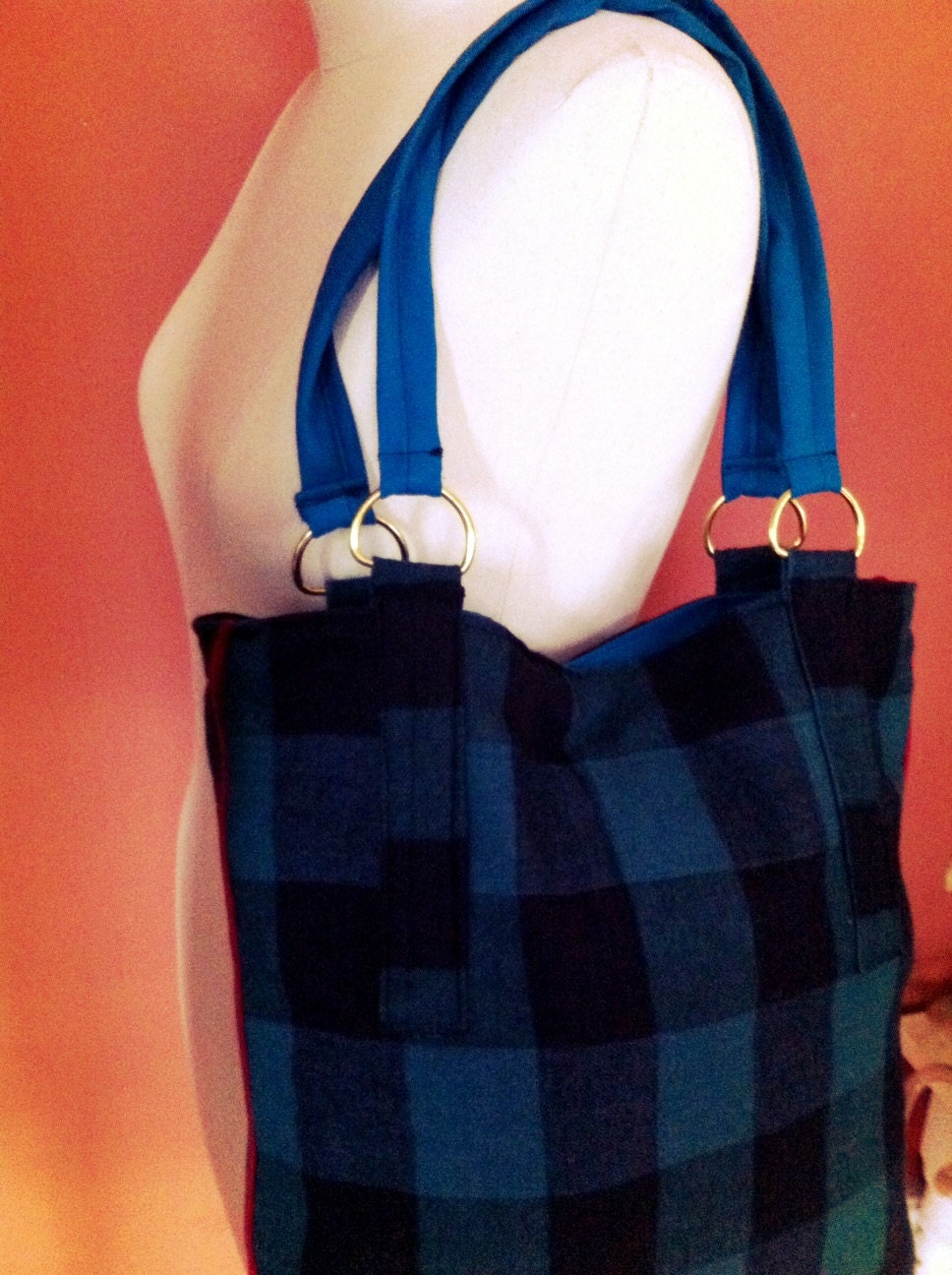 SALE The Tote Bag - In Forest Green and Black Plaid