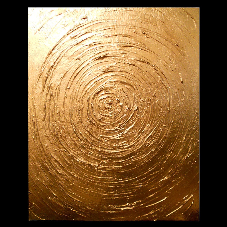 art abstract painting original painting art metallic gold heavy texture thick paint 22 x 28 Mattsart