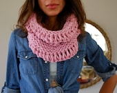 SPRING CLEANING SALE Chunky Hand Knit Cowl in Pink