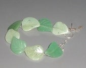 Green Aventurine Prehnite Leaves Sterling Silver Bracelet