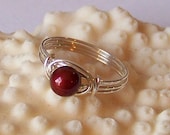 Swarovski Pearl and Sterling Silver Wire Wrapped Ring - Wide Band Wrap Cocktail Ring - Choose Your Color - Made to Order