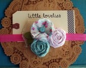 Shabby vintage fabric rosette headband