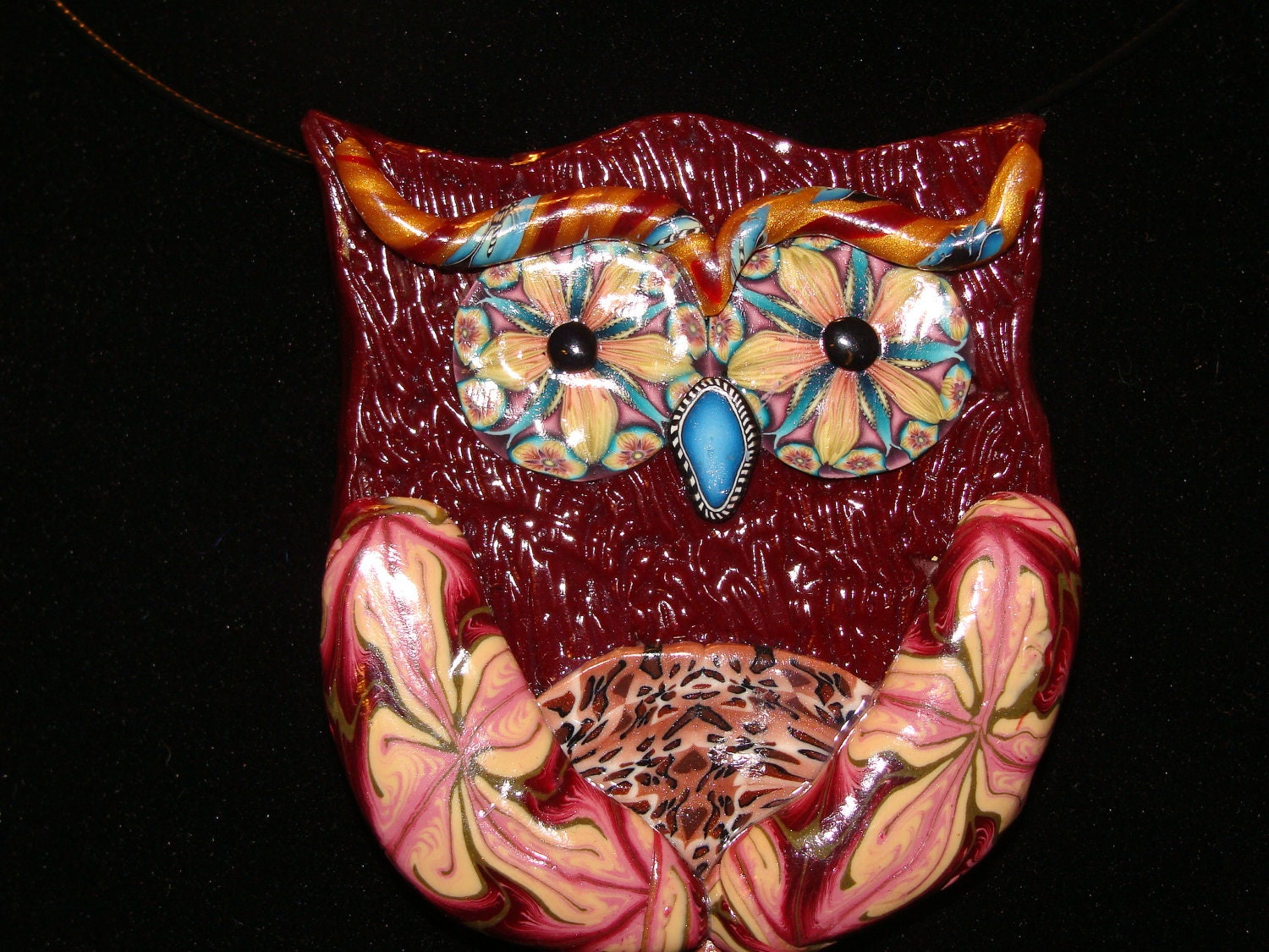 Polymer Clay Owl Pin or Pendant