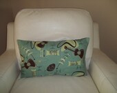 Throw Pillow Cover Atomic Jetson Barkcloth 12 x 20 Lumbar