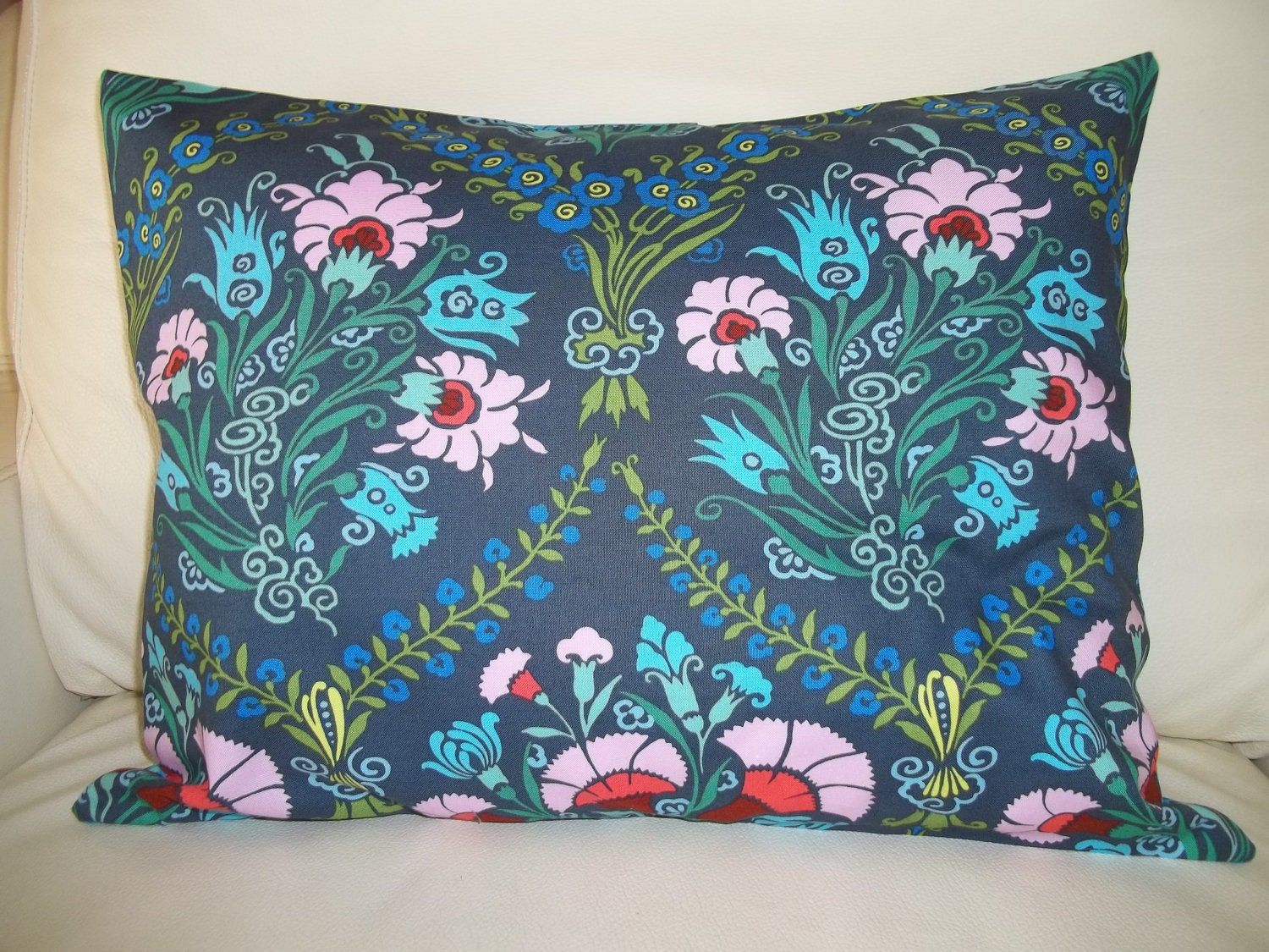 Boho Floral Pillow Cover 12 x 16 Amy Butler Cameo Josephine's Bouquet Ink