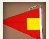 Vintage Circa 60s German Wool Bunting Colorful Nautical Navy Flag - Fourth Sub