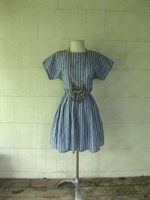 VINTAGE 70s striped mini dress full skirt