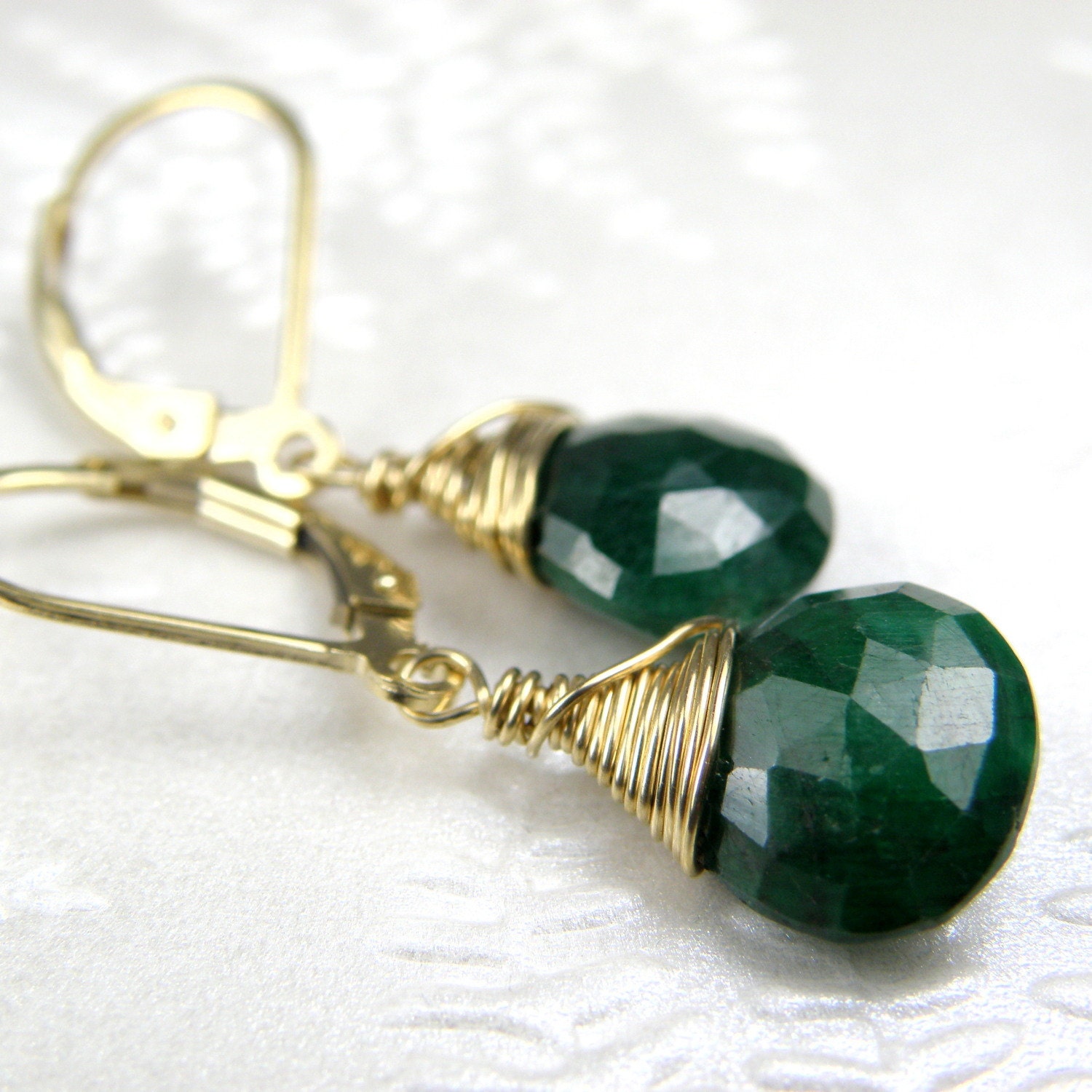 Emerald Earrings, Green, Gemstone, Gold Filled, Handmade Jewelry, May Birthday Birthstone Jewelry