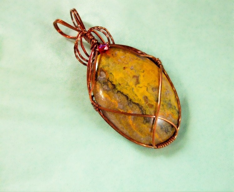 A WireWrapped King Cobra Jasper Pendant