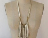SALE Light Metallic Gold Leather Tassel Necklace - Only One in this color