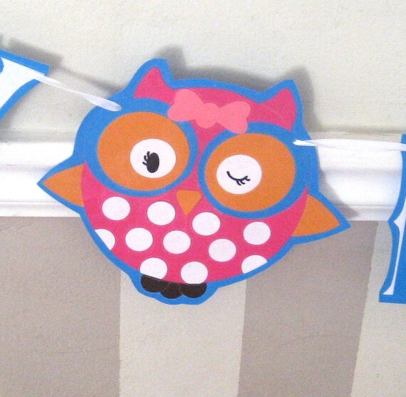 Owl HAPpY BiRTHDAY Banner - Stripes and Flowers Il_570xn