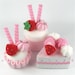 Felt Cake 3 Princess Multi-Colored Dots Strawberry Tea Party Felt Cakes - READY TO SHIP