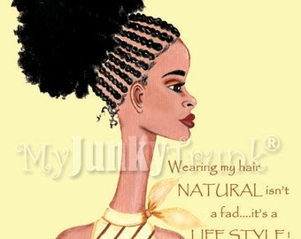 Natural For Life- African American Afro Puff Cornrow Natural Hair Print