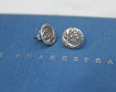silver post earrings .  tiny paisley stud earrings . recycled sterling silver paisley post earrings