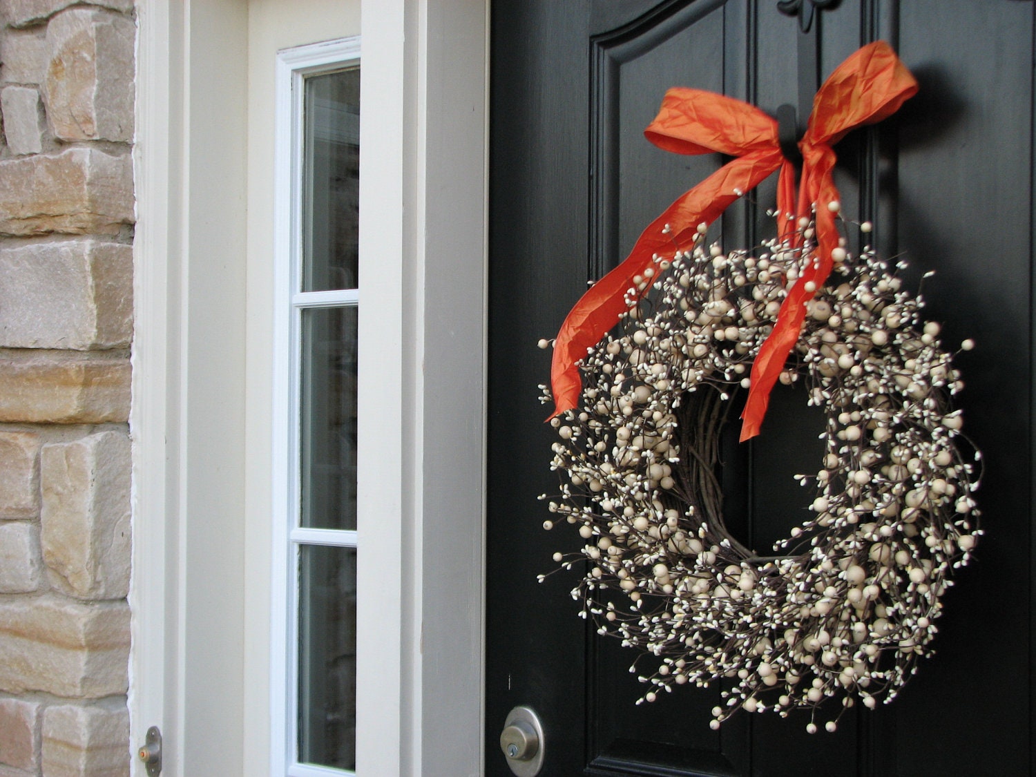 Berry Wreaths - Autumn Wreaths - Halloween Decor - Orange - Cream - Pumpkin - Door Decorations