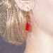 Red Drop Earrings, Copper Spiral, Artisan Jewellery