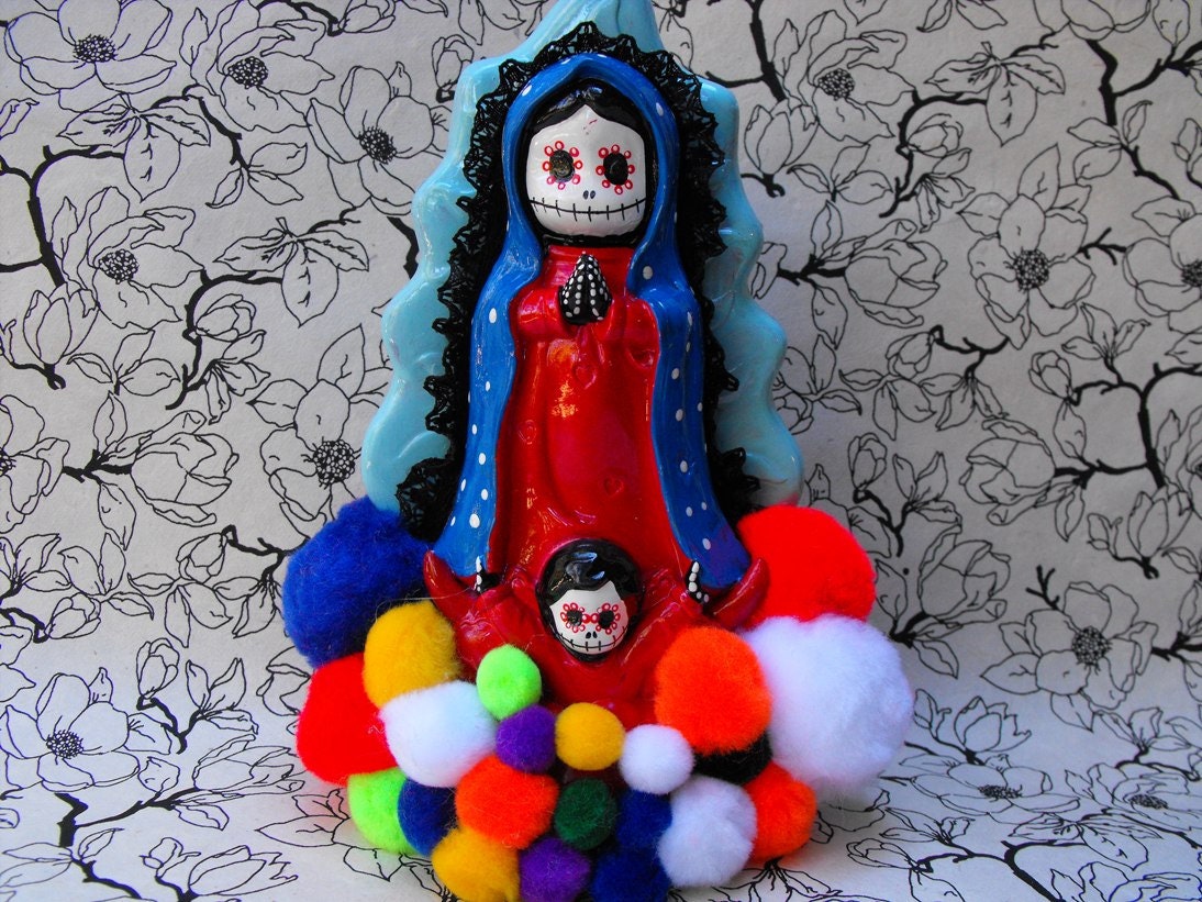 Day of the Dead Virgen Skull Face Statue