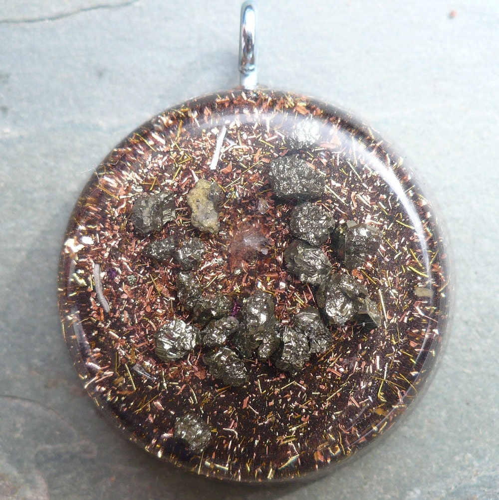 Etheric Energy Orgone Pendant with Pyrite - Prosperity and Protection