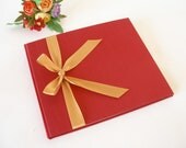 Guest book unlined (8x9) crimson with gold  ribbon