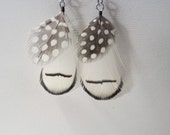 Feather Earrings white with a touch of polka dots