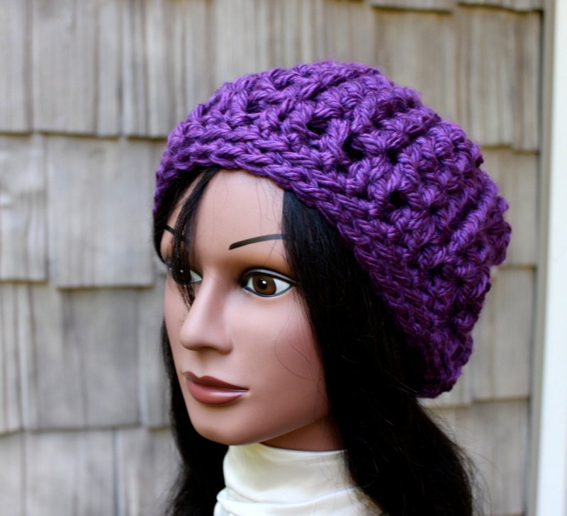 Chunky VStitch Deep Purple Slacker Hat - READY to SHIP