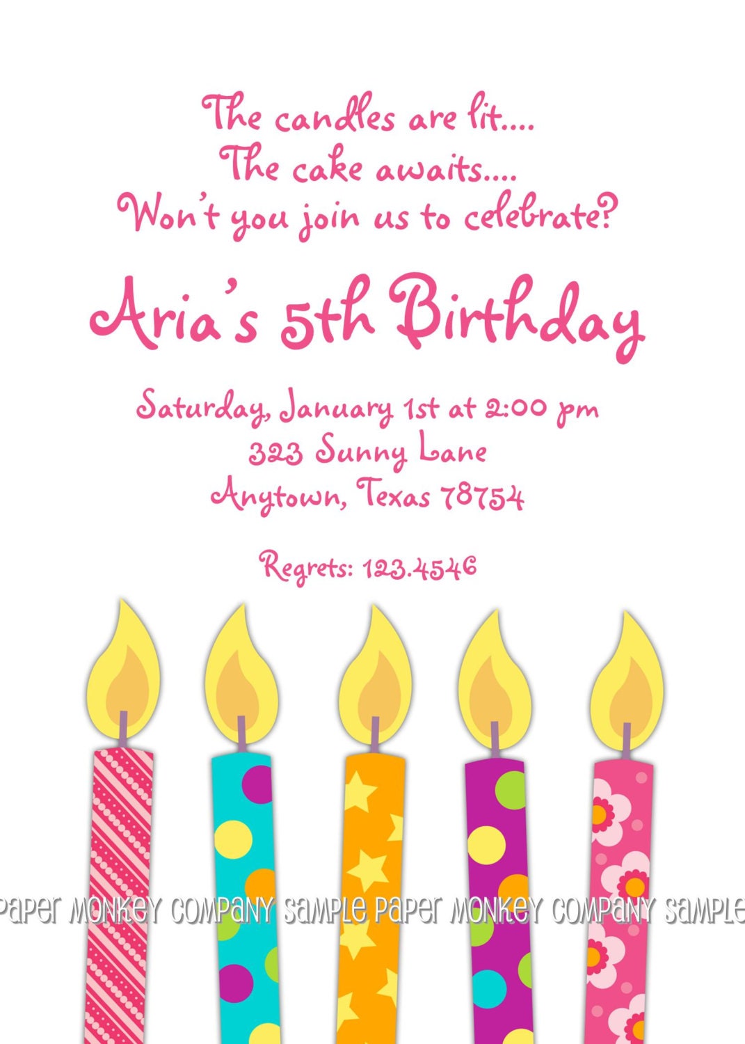 Candle Birthday Invitations
