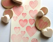 love heart rubber stamp set. hand carved rubber stamp. hand carved stamp. set of 4. mounted. READY TO SHIP