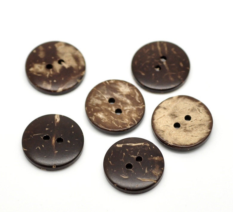 12 Brown Coconut Shell Buttons 18mm - Natural and Eco Friendly  (BC603A)