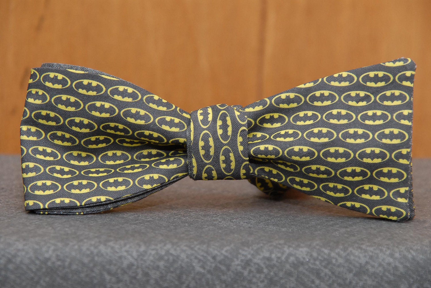 Batman Mini Bat Signal on Charcoal Bow tie