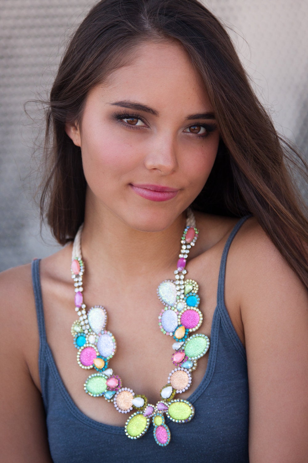 Seuart in Color Block (Pastel)-  One of a Kind Statement Necklace (As seen on Cupcakes and Cashmere)