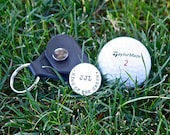 Custom Golf Ball Marker w/Leather Case, Sterling Silver -TOP SELLER- Golf Gift, Guy Gift, Groomsmen Gifts, Father's Day Gift