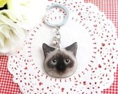 Redish Brown Birman cat kitten head keychain - A0015-K C24