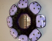 vinyl record mirror wall hanging home decor wall decor purple and green repurposed