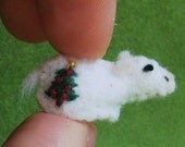 Tiny Christmas Hippo -- for whom only a hippopotamus will do -- miniature felt holidays white tree ornament