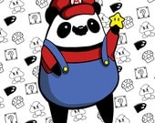 Super Mario Panda 8x10 Glossy Print