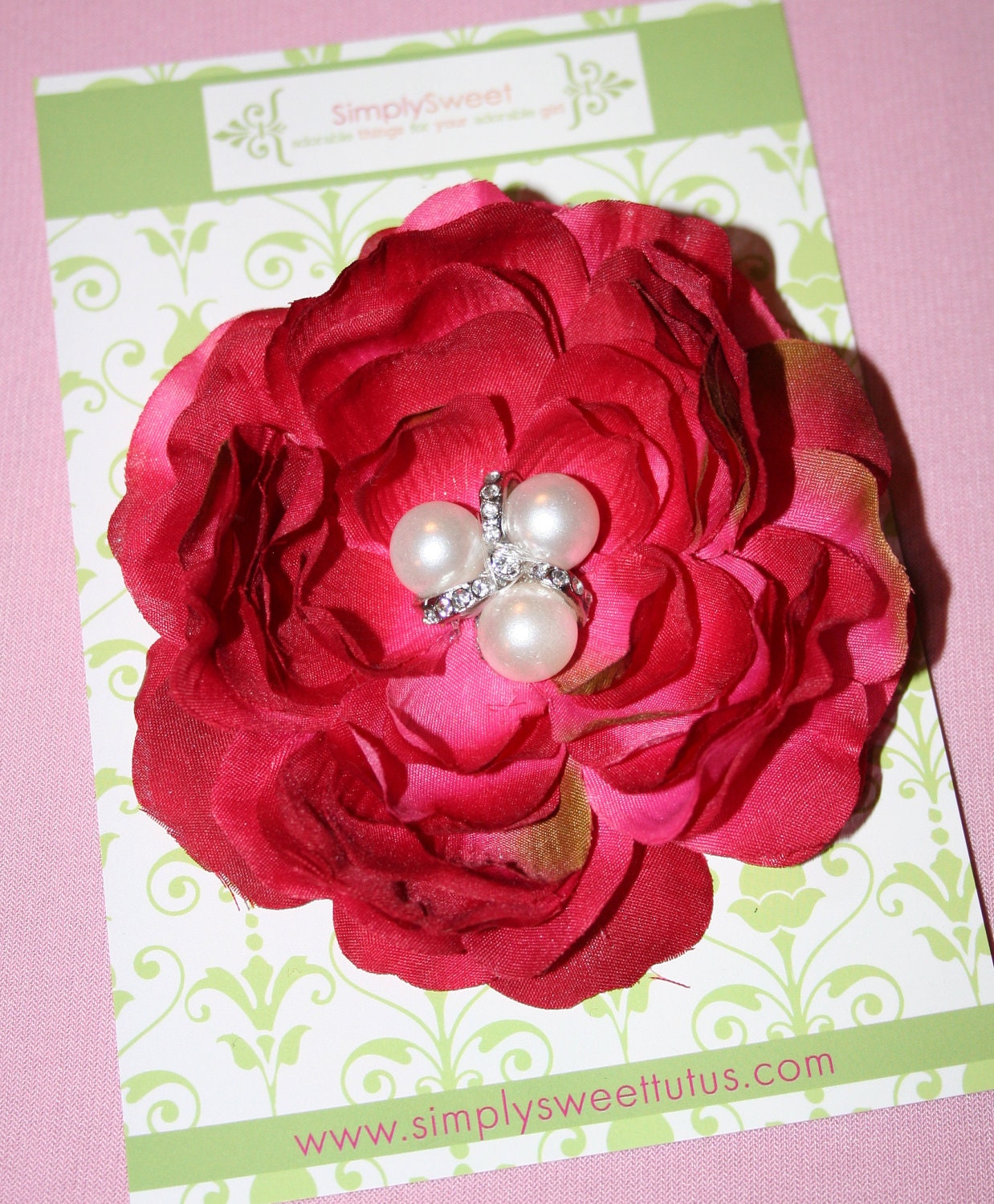 New Item  -  Red Pink Ranunculus Flower Hair Clip - Baby/Infant/Toddler/Teen Girl - Perfect for Special Occasions,  Photography Prop