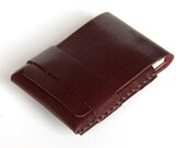 Leather Wallet - Cardholder - The original 'Minimum Wallet' - Hand Stitched - Plum Calf Skin - FREE SHIPPING