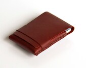 Leather Wallet - Cardholder - The original 'Minimum Wallet' - Hand Stitched - Cherry Red - FREE SHIPPING
