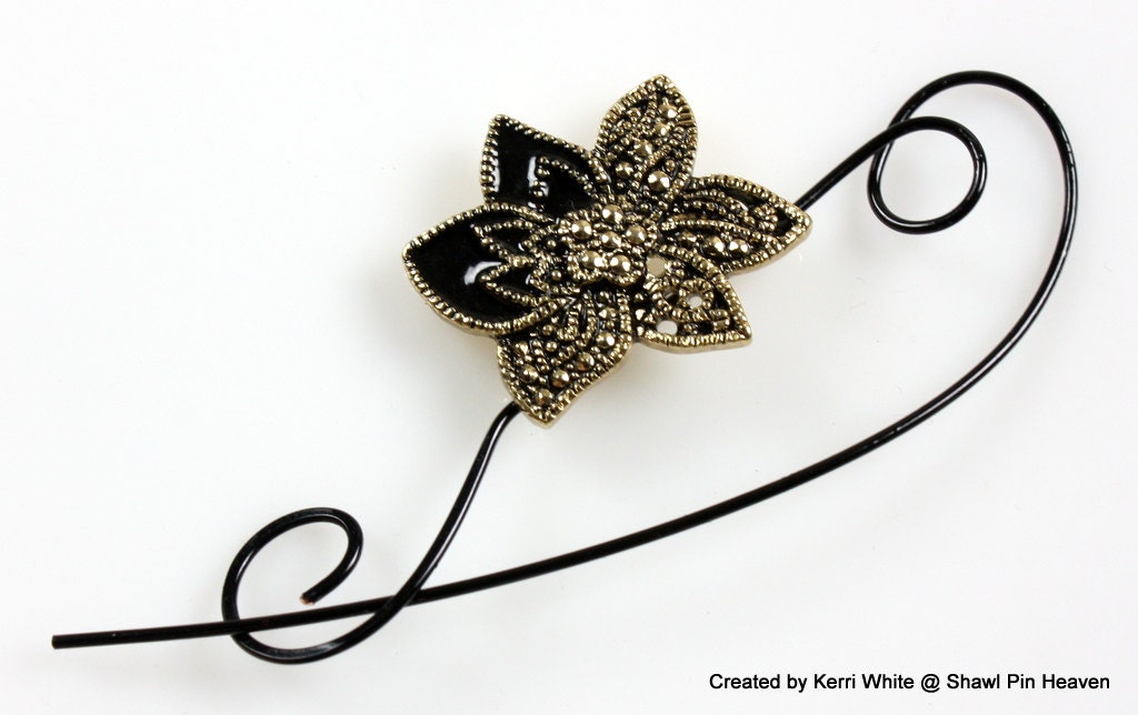 Edelweiss Beaded Shawl Pin