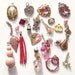Princess charms lot, salvaged pink and pearl beads and pendants (SJ0030)
