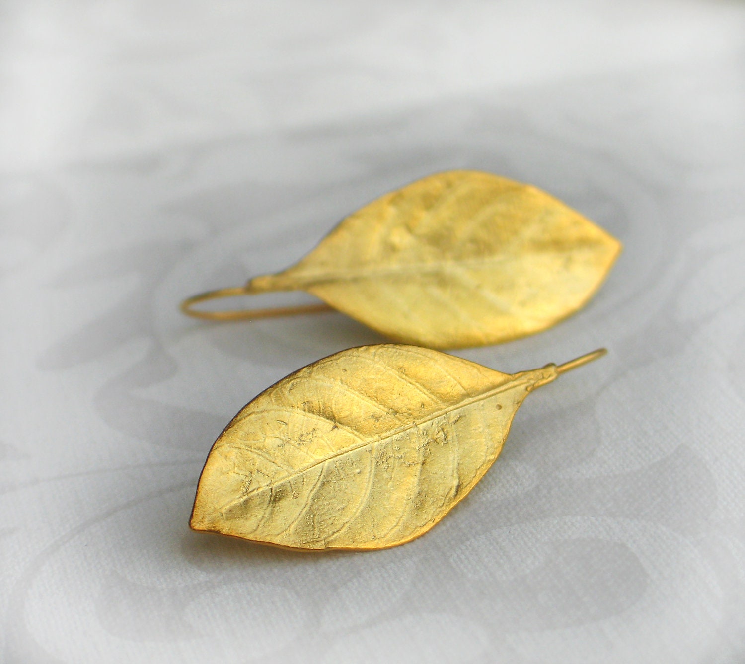 Gardenia leaf gold plated brass Earrings