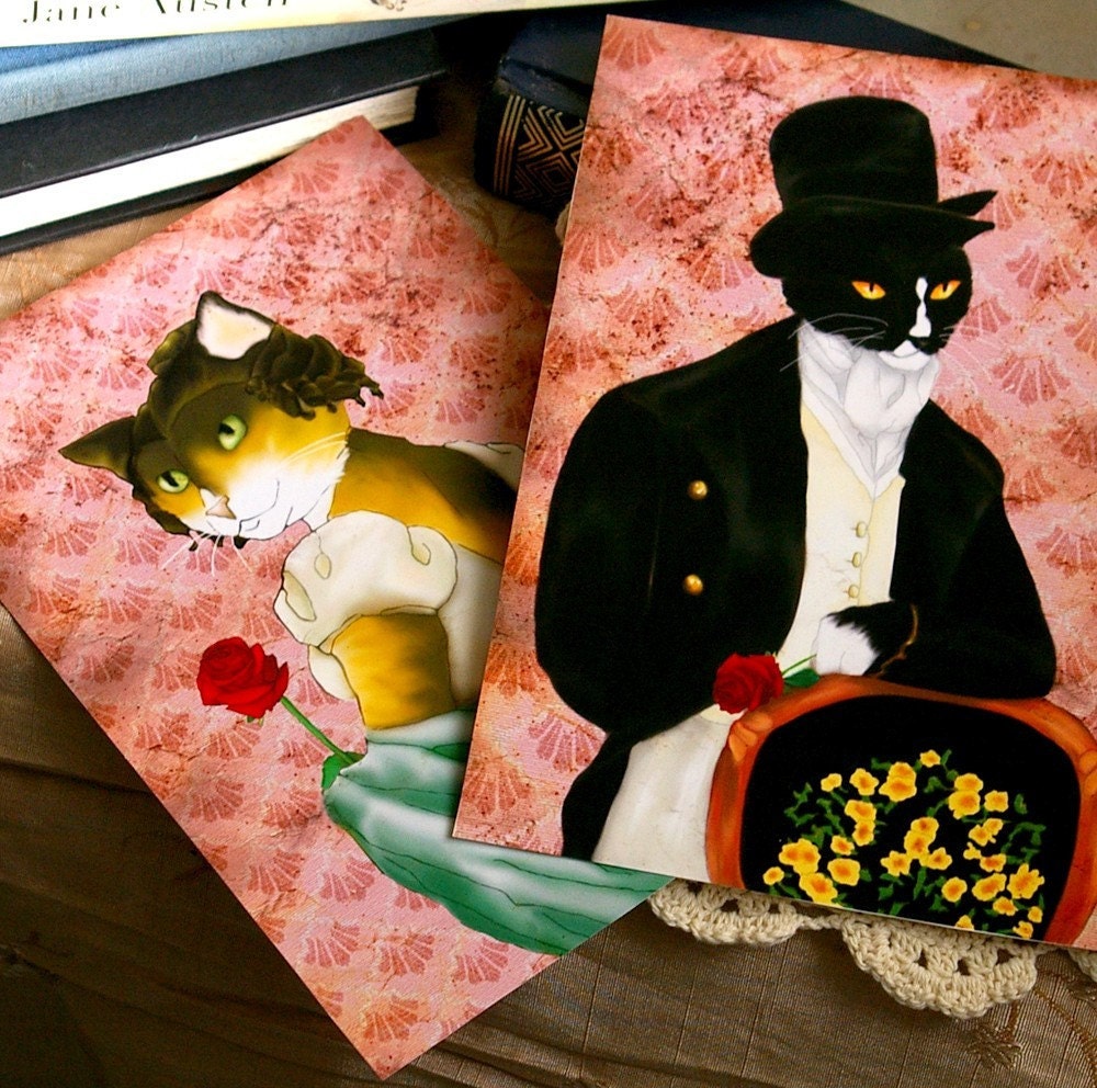 Elizabeth and Mr Darcy Cat 5x7 Fine Art Prints, Pride and Prejudice Cat Portraits