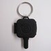 Square Credit Card Reader 3D Printed Hinged Snap Case keychain in Black with my Decorative Gear-Swirl logo-MADE TO ORDER 4-6 weeks
